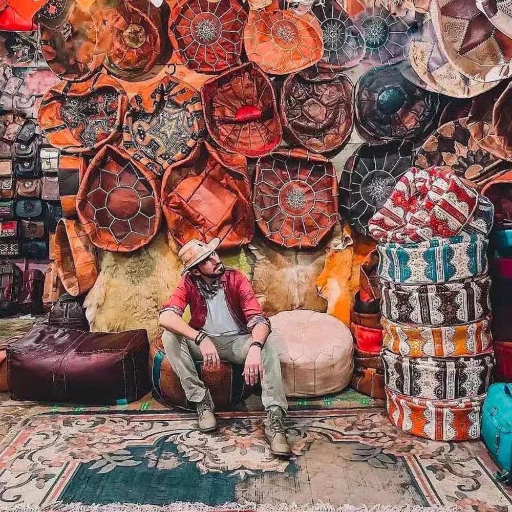 Moroccan PU Leather Pouf Embroider(You can choose your favourite colour)